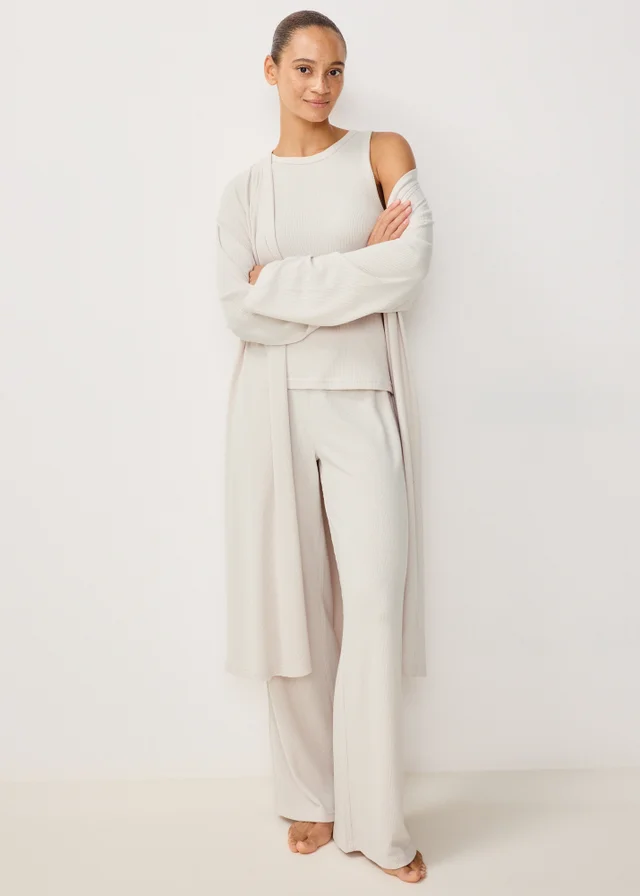 Beige 3 Piece Soft Knit Lounge Set