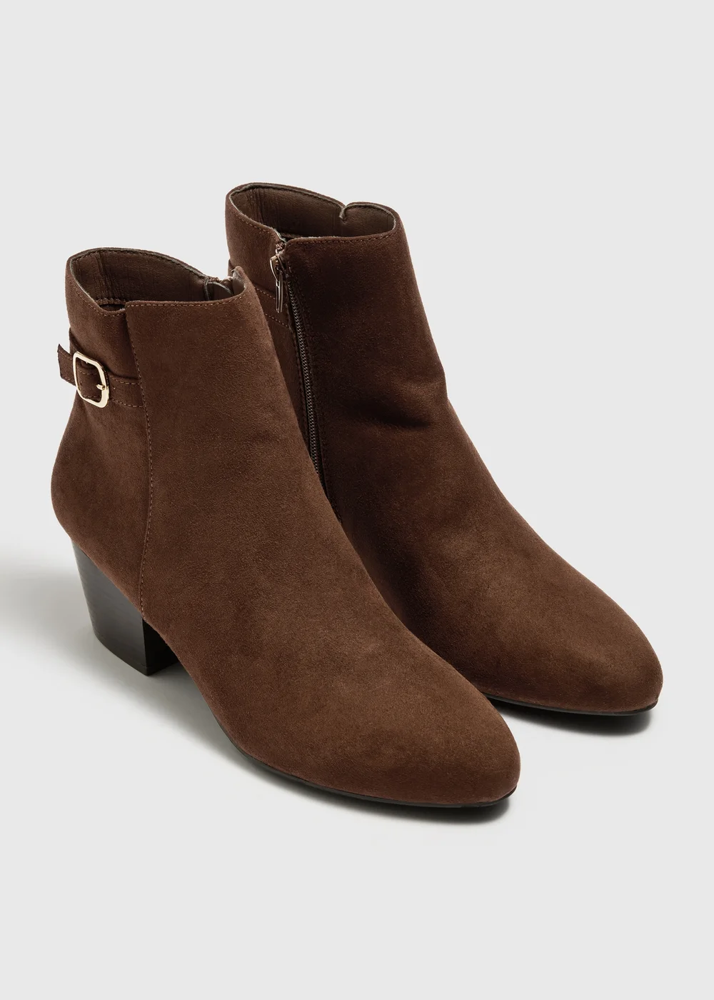 Chocolate Brown Faux Suede Zip Boots - 3 Image 1