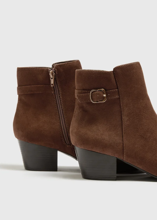 Chocolate Brown Faux Suede Zip Boots