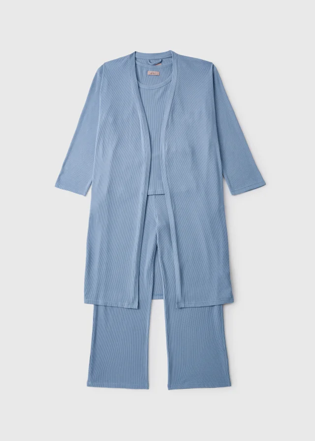 Blue 3 Piece Soft Knit Lounge Set