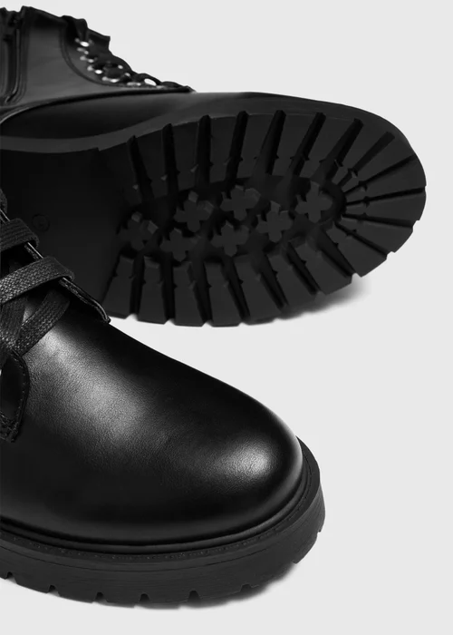 Black Lace Up Biker Boots - 3 Image 4