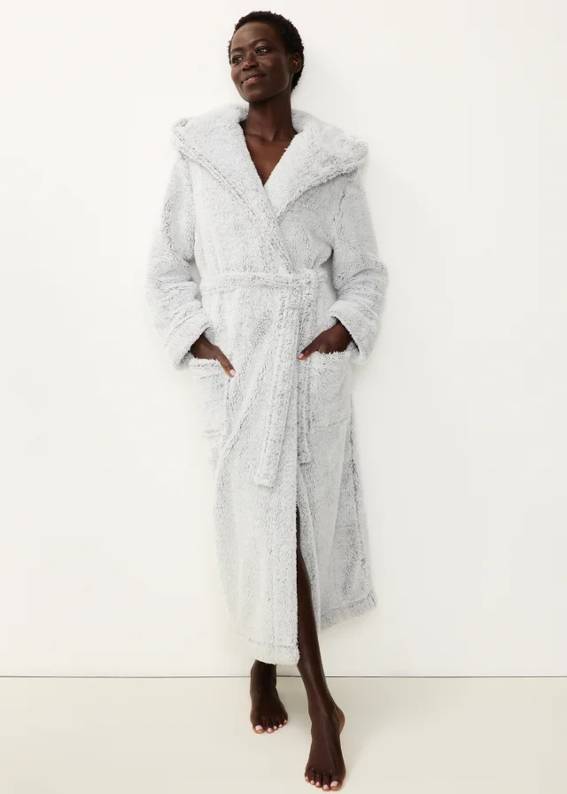 Grey Hooded Dressing Gown