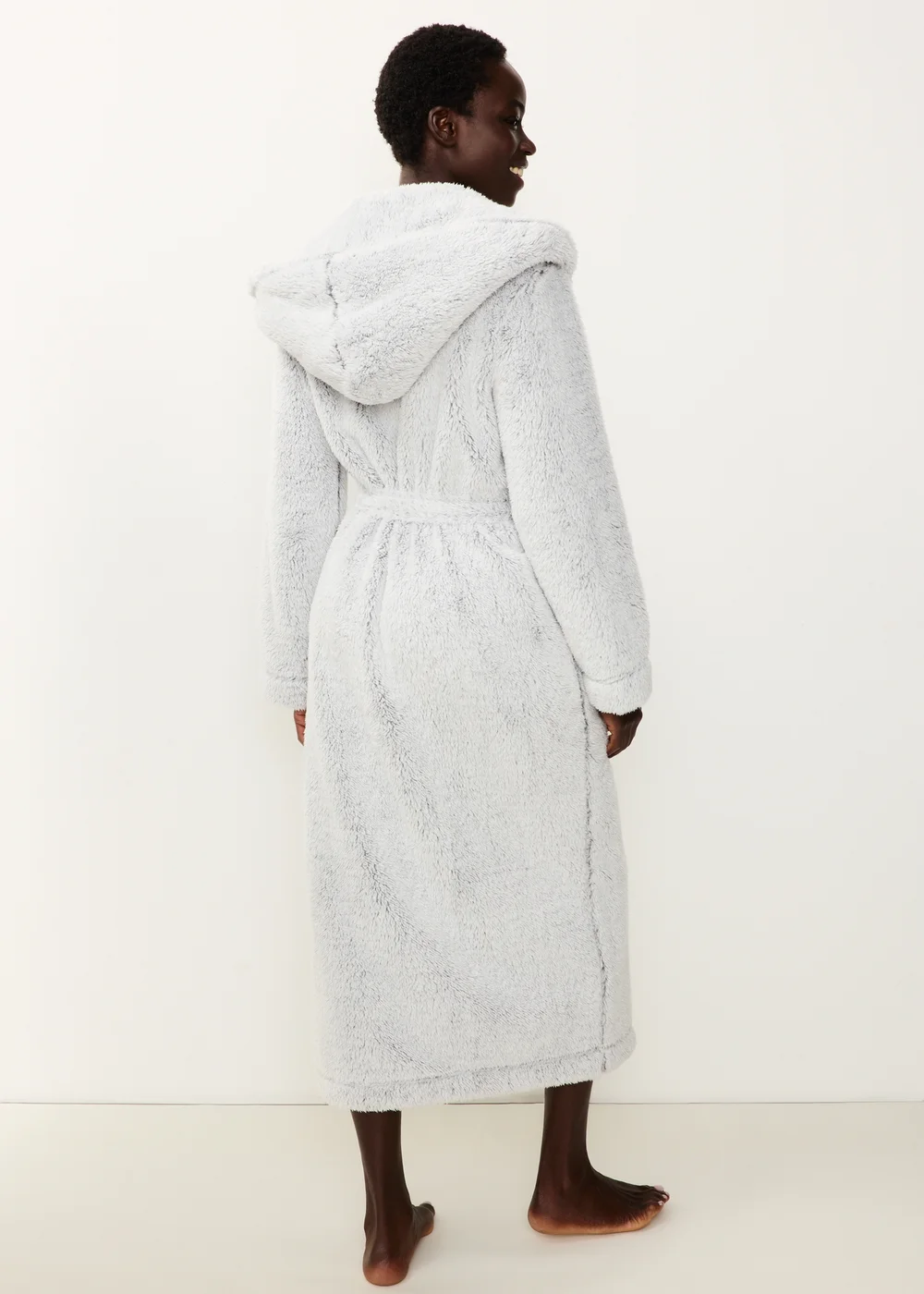 Grey Hooded Dressing Gown - XS Image 2