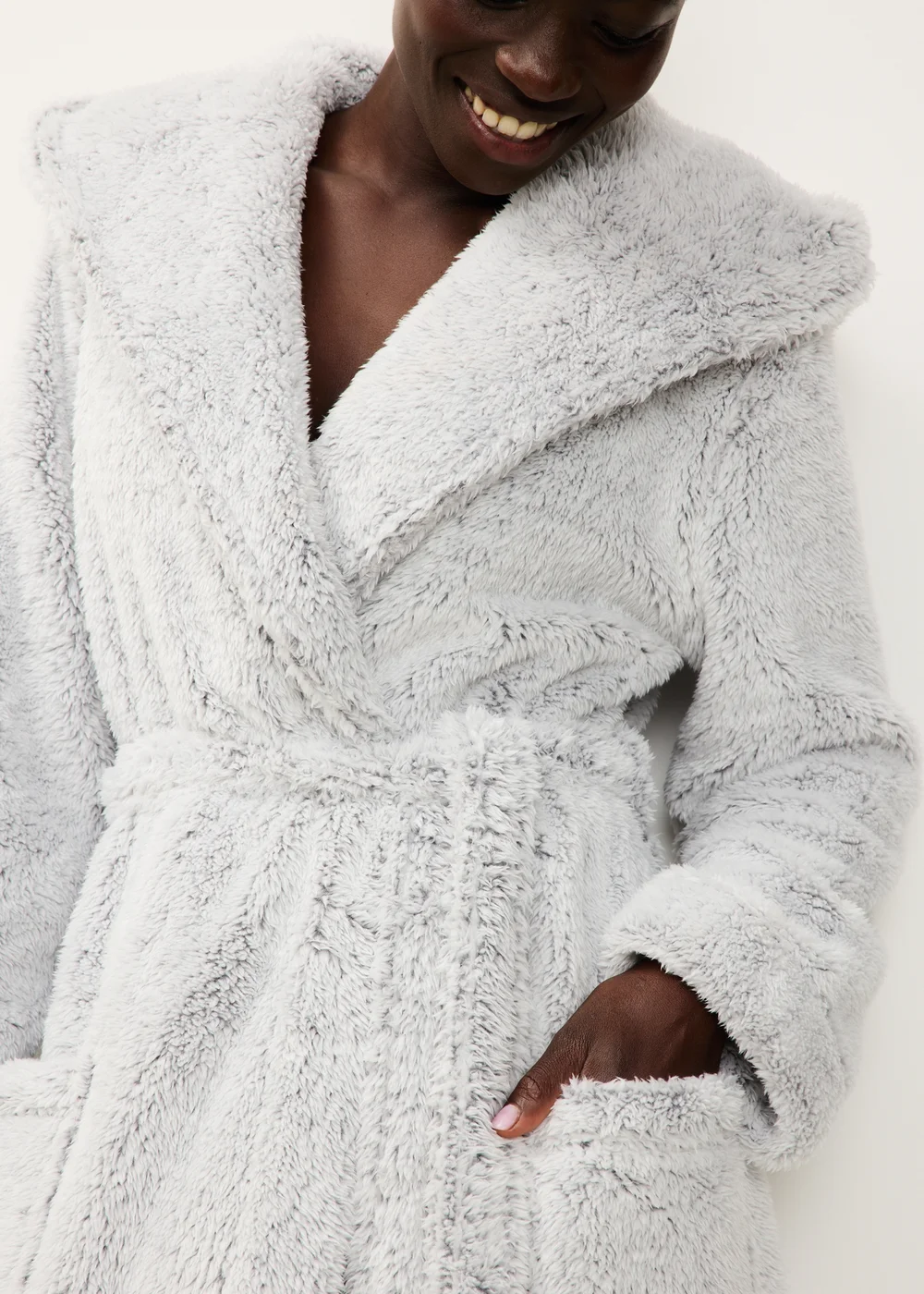 Grey Hooded Dressing Gown - XS Image 3