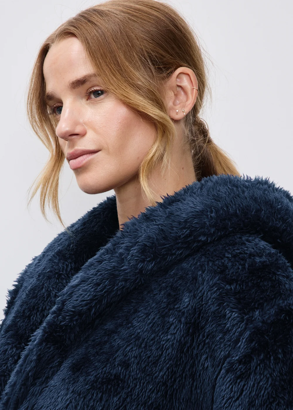 Navy Hooded Dressing Gown - XS Image 3