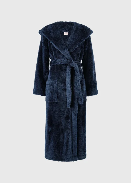 Navy Hooded Dressing Gown - XS Image 4