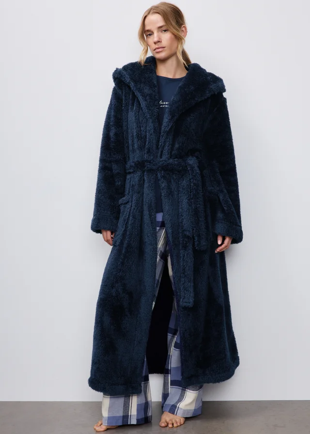 Navy Hooded Dressing Gown