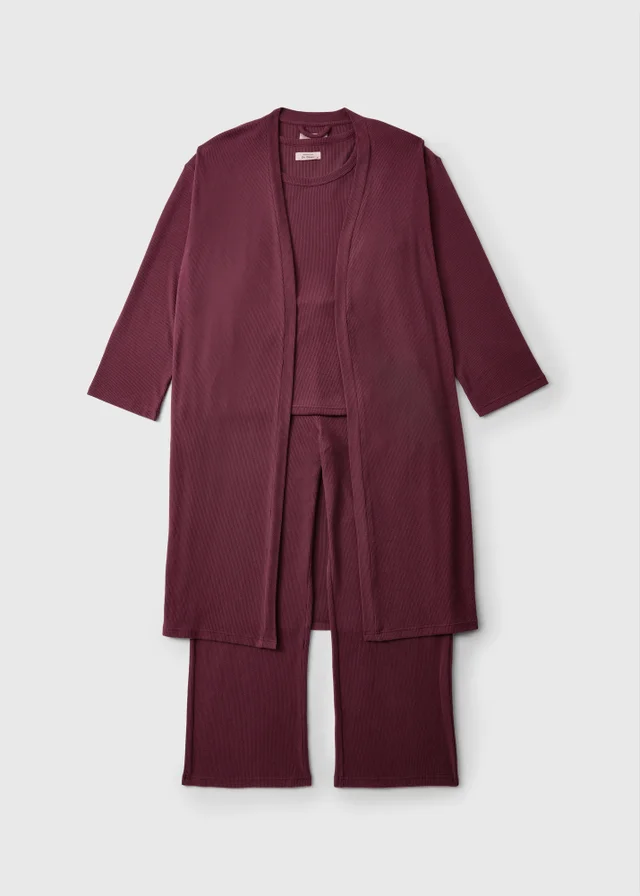 Wine 3 Piece Soft Knit Lounge Set