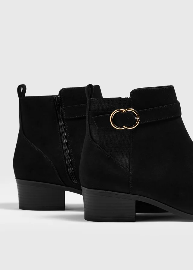 Black Suede-Effect Ankle Boots