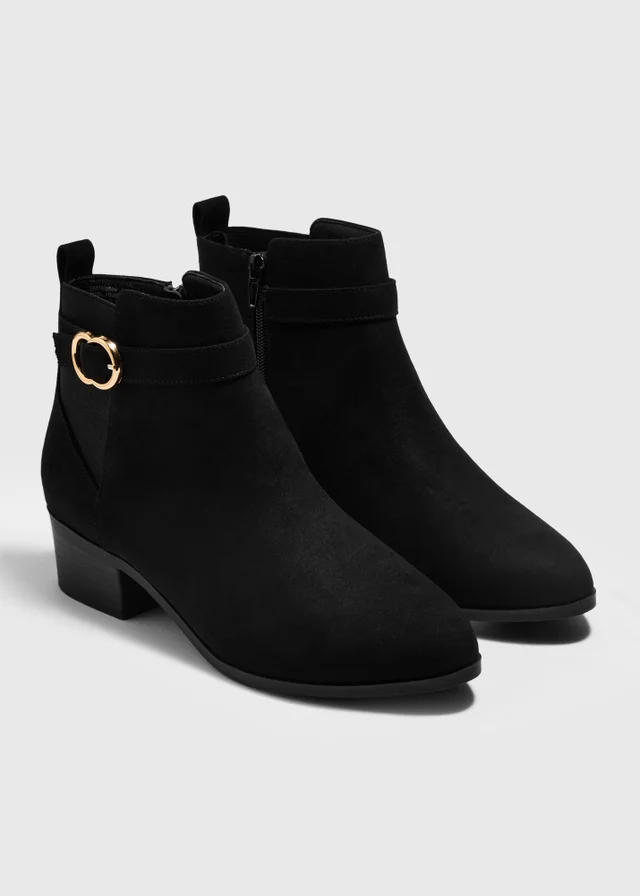 Black Suede-Effect Ankle Boots