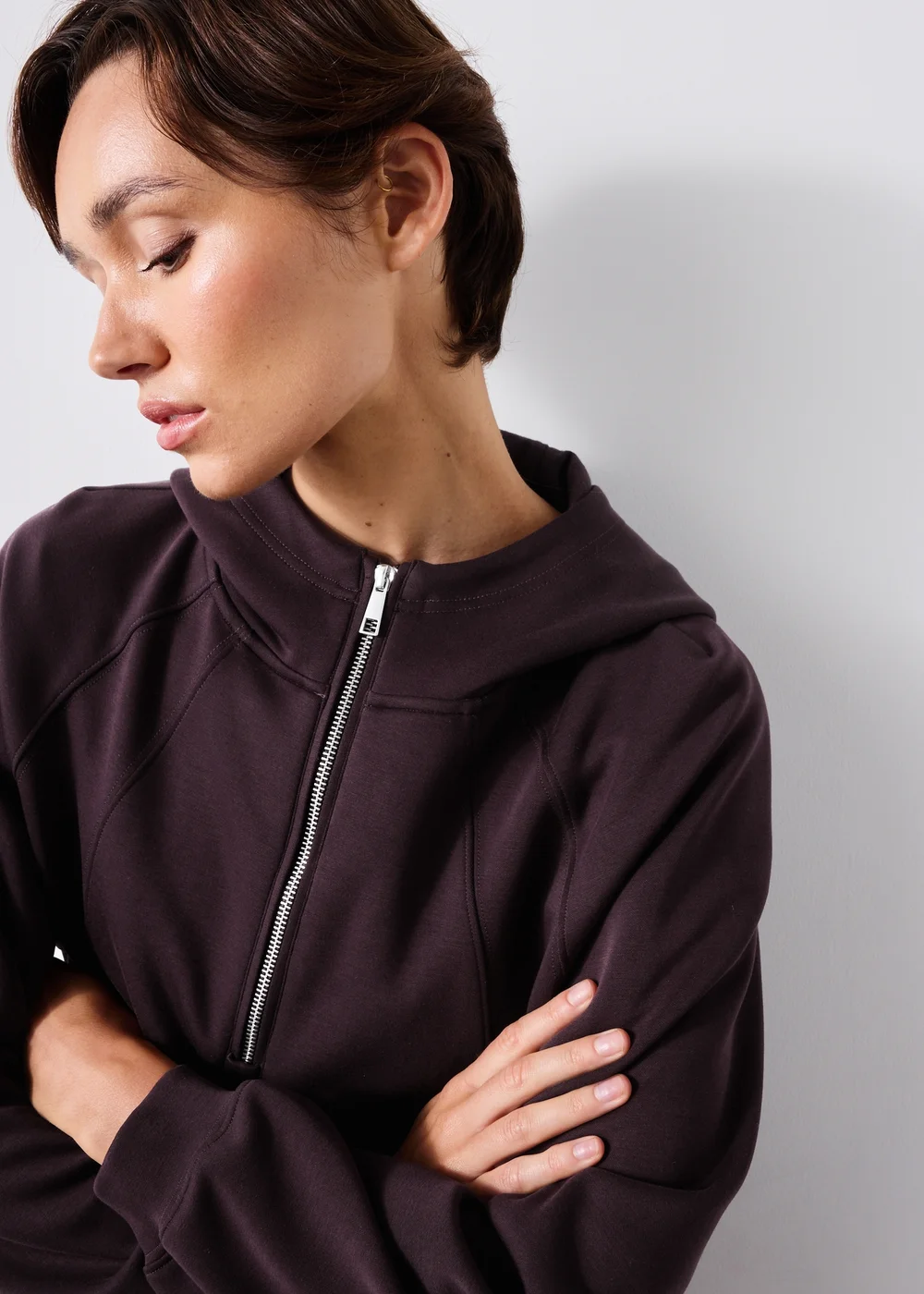 Burgundy Half Zip Hoodie - XS Image 4
