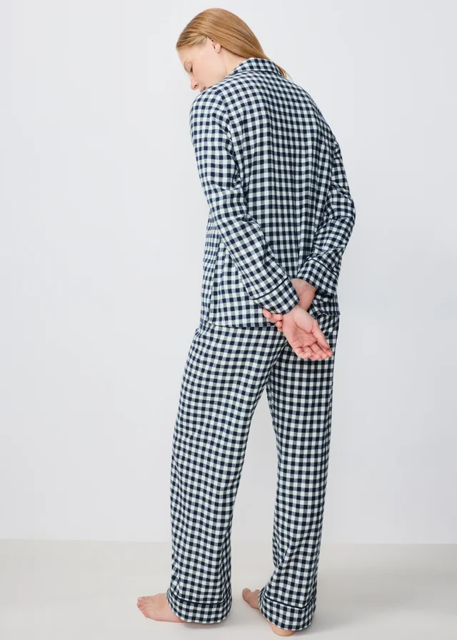 Navy Gingham Woven Pyjama Set