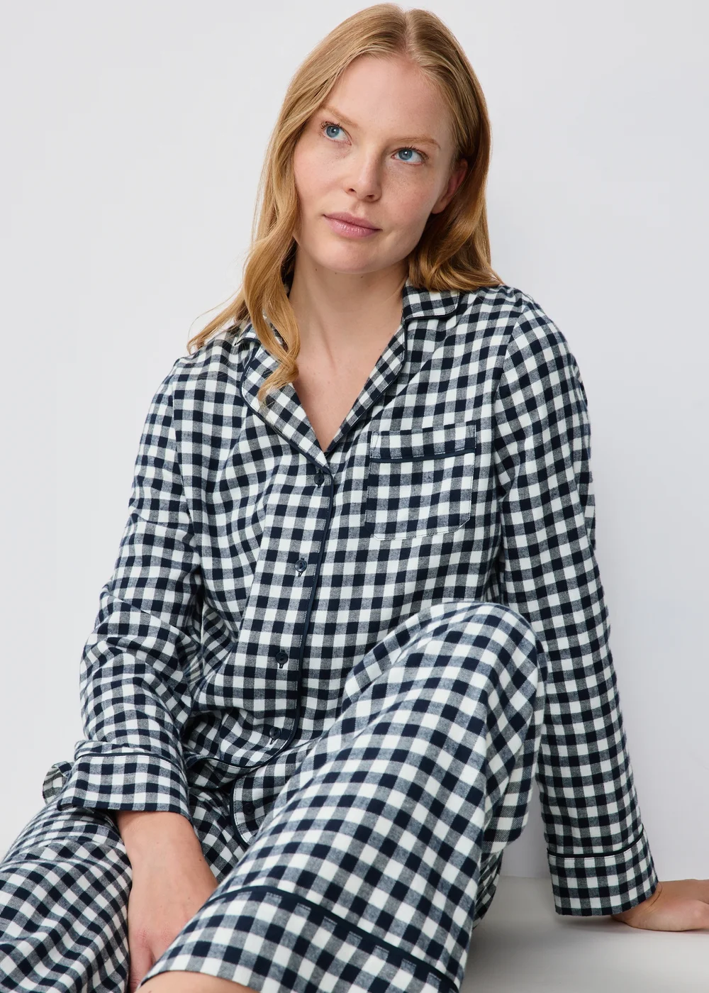 Navy Gingham Woven Pyjama Set - 8 Image 3