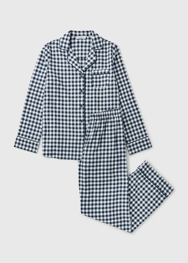 Navy Gingham Woven Pyjama Set