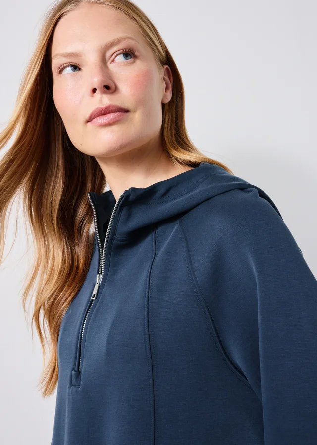 Navy Sandwash Half Zip Hoodie