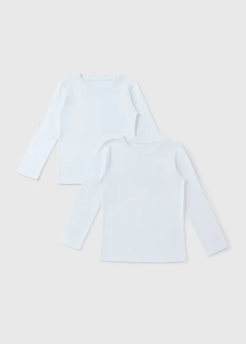 2 Pack Boys White Long Sleeve Thermal Base Layer Top (2-13yrs) - 2-3 Yrs Image 1