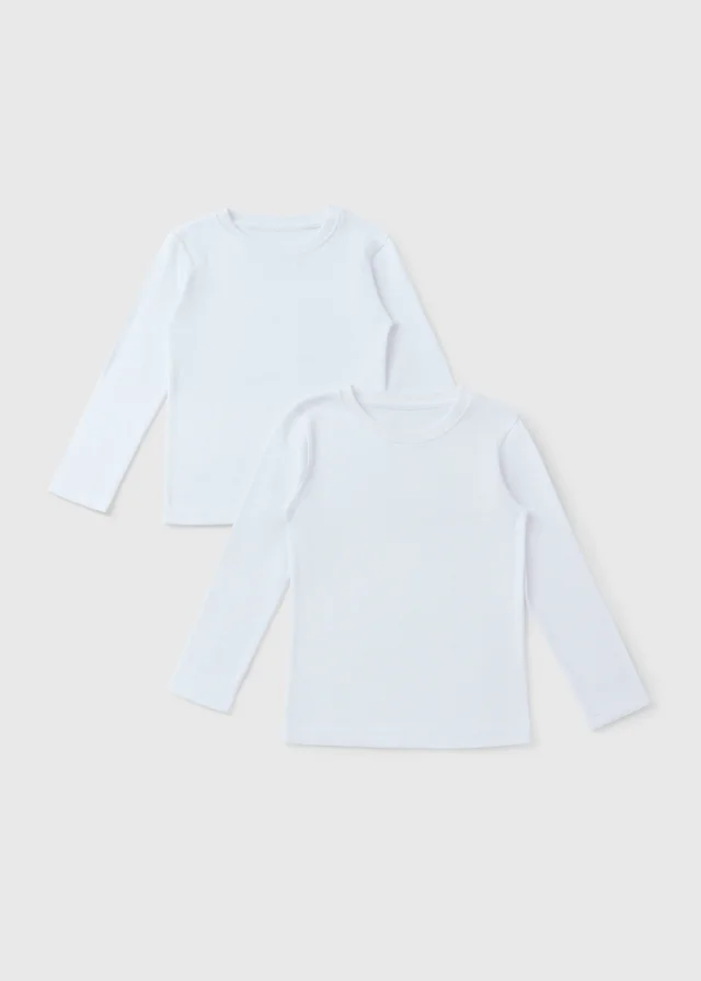 2 Pack Boys White Long Sleeve Thermal Base Layer Top (2-13yrs)