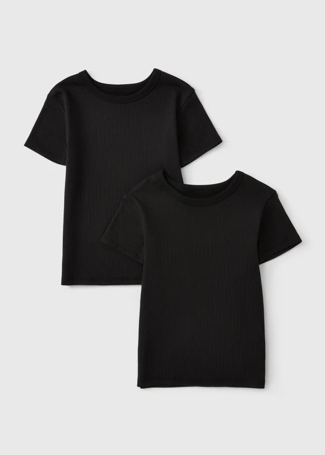 2 Pack Boys Black Thermal Short Sleeve Tops (2-13yrs)
