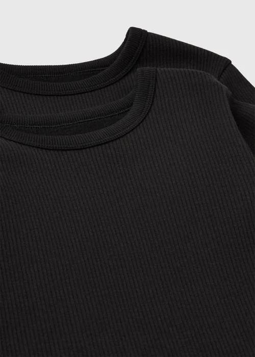 2 Pack Boys Black Thermal Short Sleeve Tops (2-13yrs) - 2-3 Yrs Image 2