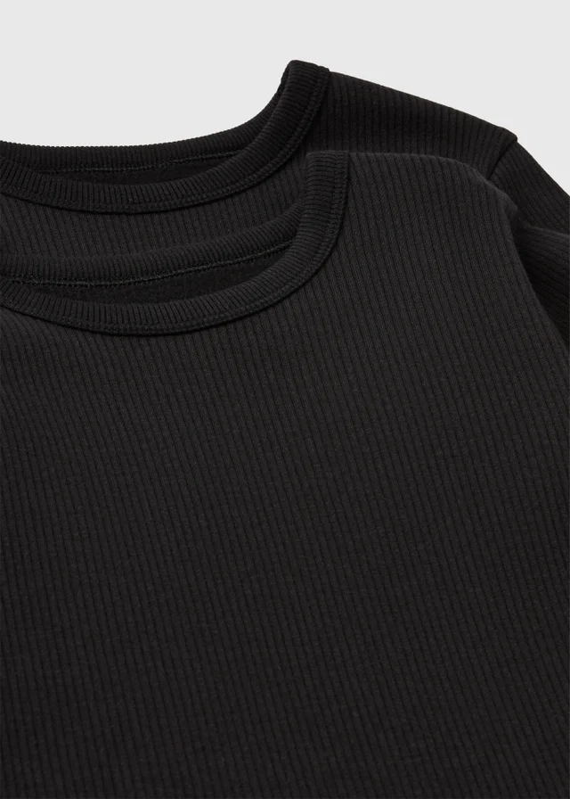 2 Pack Boys Black Thermal Short Sleeve Tops (2-13yrs)