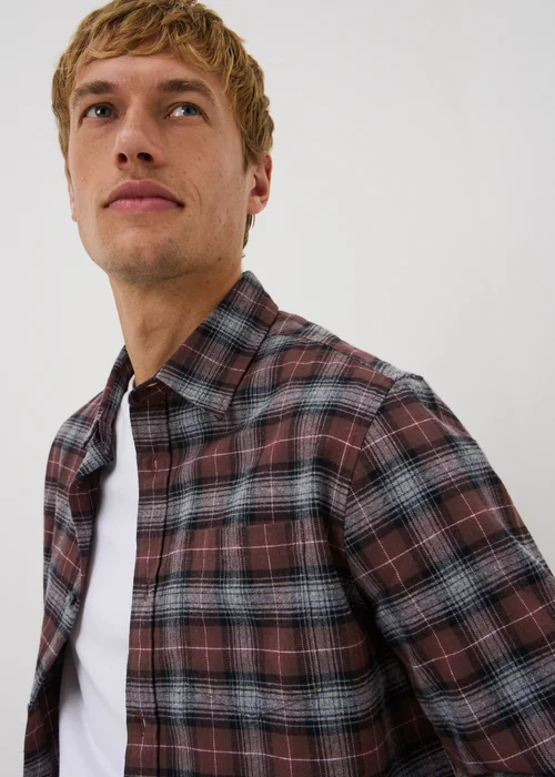 Burgundy Check Flannel Shirt - S Image 3