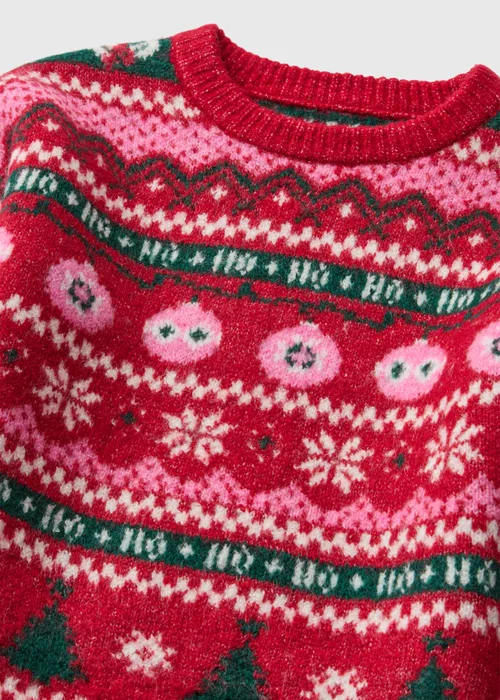 Girls Red Fairisle Matching Family Christmas Jumper (1-13yrs) - 1-1.5 Yrs Image 2