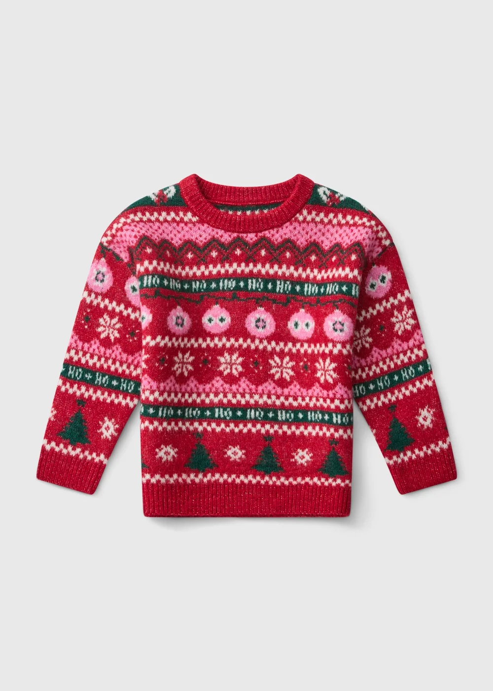 Girls Red Fairisle Matching Family Christmas Jumper (1-13yrs) - 1-1.5 Yrs Image 1