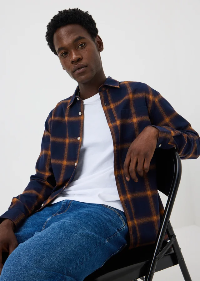 Orange Check Flannel Shirt