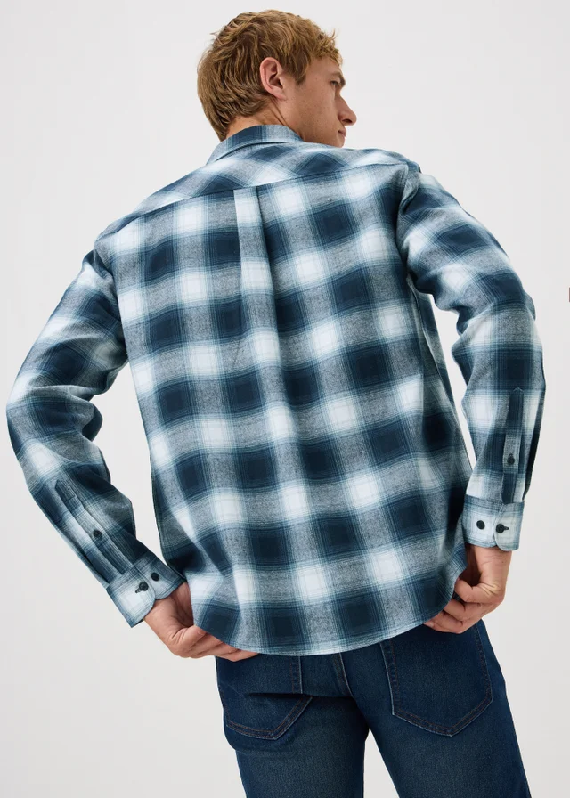 Blue Checked Flannel Shirt