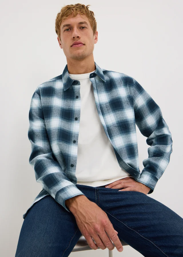 Blue Checked Flannel Shirt