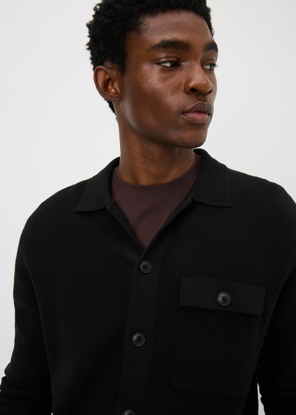 Black Smart Button Through Cardigan - S Image 3