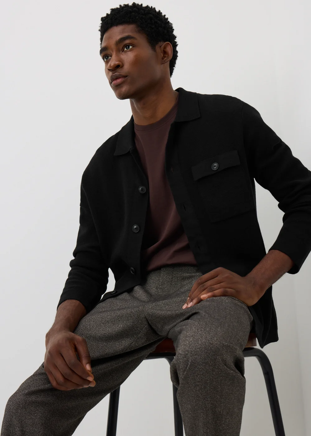 Black Smart Button Through Cardigan - S Image 4