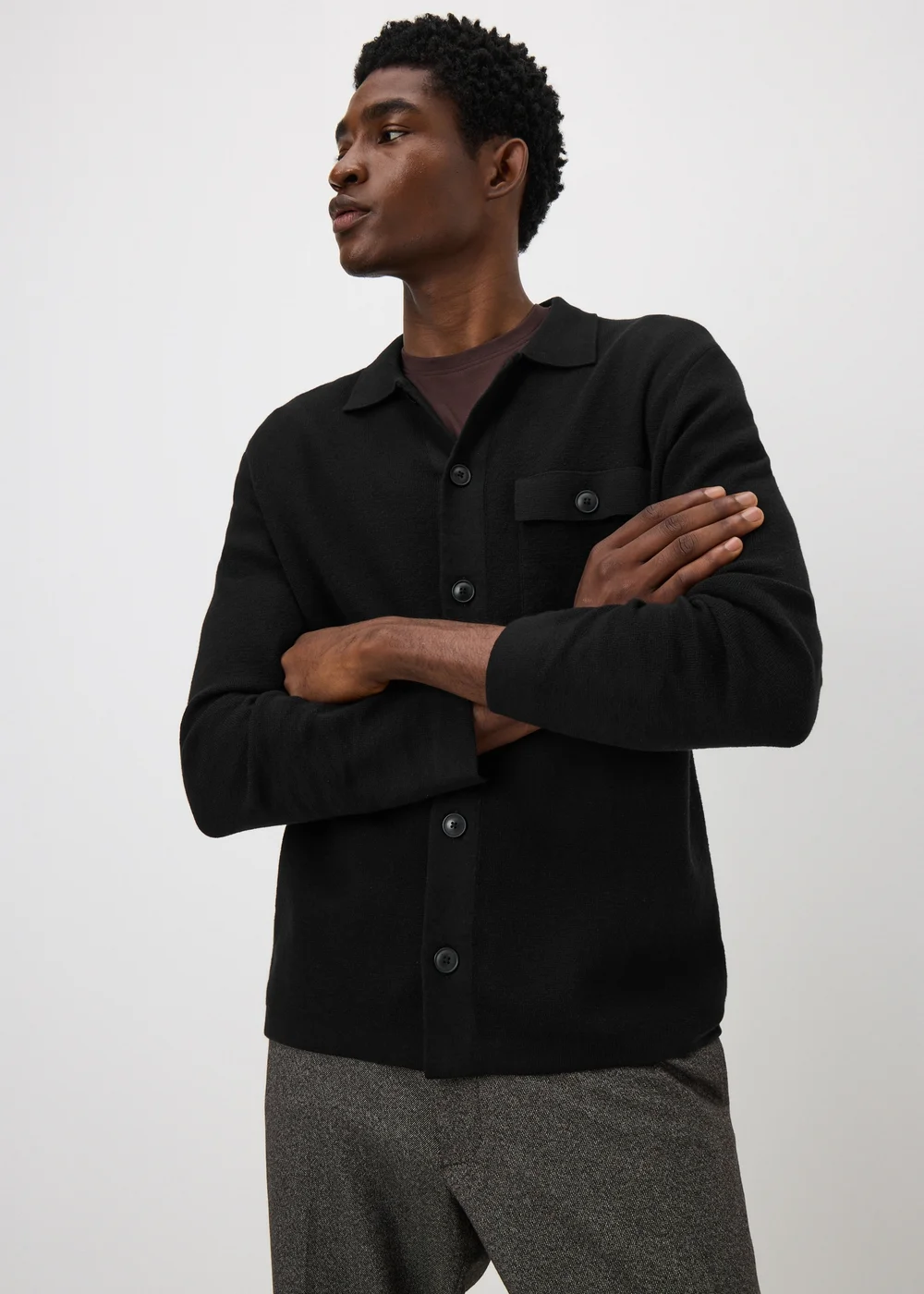Black Smart Button Through Cardigan - S Image 1