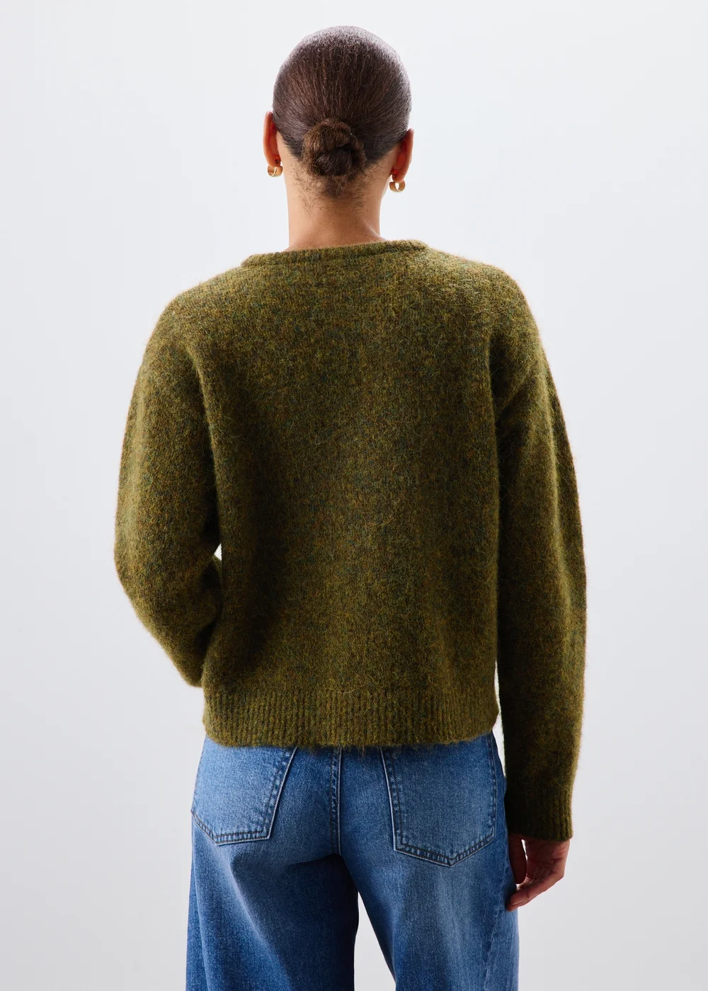 Green Alpaca Blend Fluffy Button Through Cardigan - 8 Image 2
