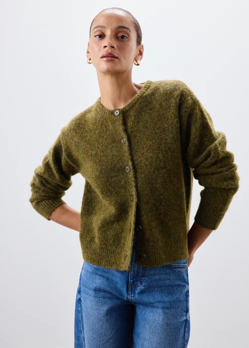 Green Fluffy Button Through Cardigan - 8 Image 1