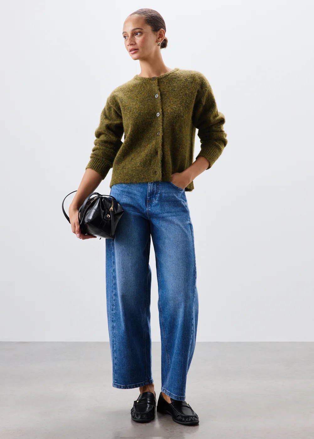 Green Fluffy Button Through Cardigan - 8 Image 2