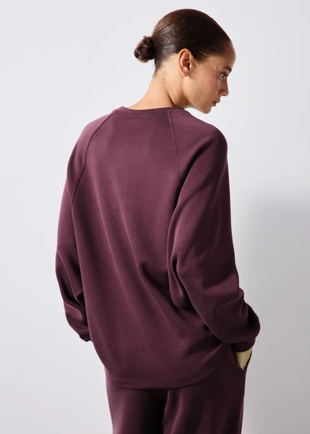 Souluxe Burgundy Sandwash Batwing Sweatshirt