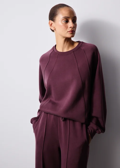 Souluxe Burgundy Sandwash Batwing Sweatshirt - XS Image 1