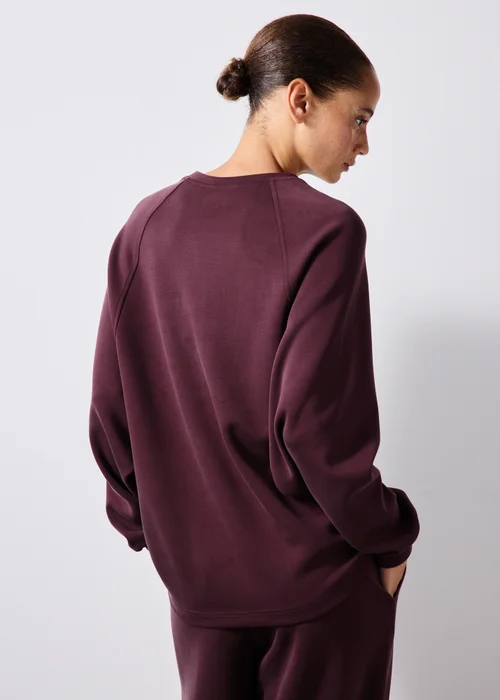 Souluxe Burgundy Sandwash Batwing Sweatshirt - XS Image 2