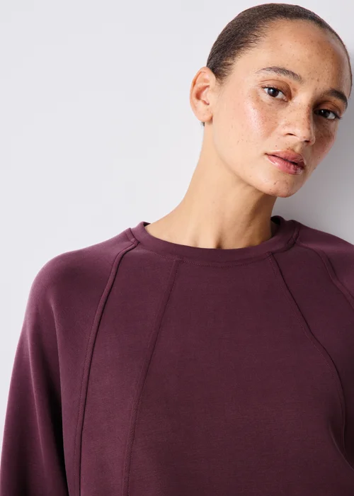 Souluxe Burgundy Sandwash Batwing Sweatshirt - XS Image 3