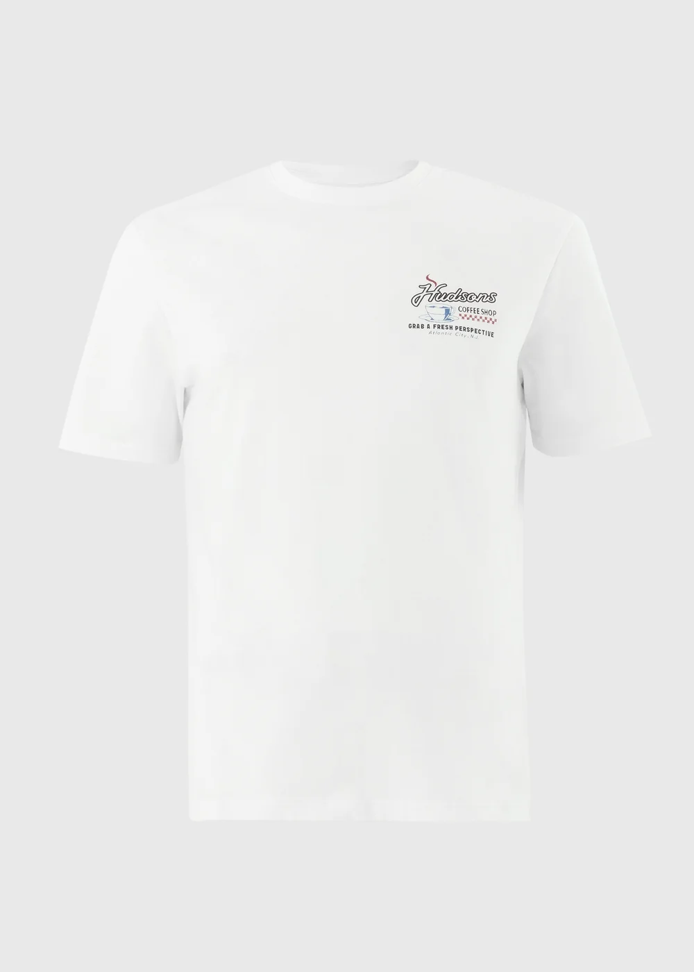 White Coffee Shop Printed T-Shirt - S Image 4