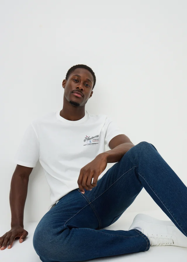 White Coffee Shop Printed T-Shirt