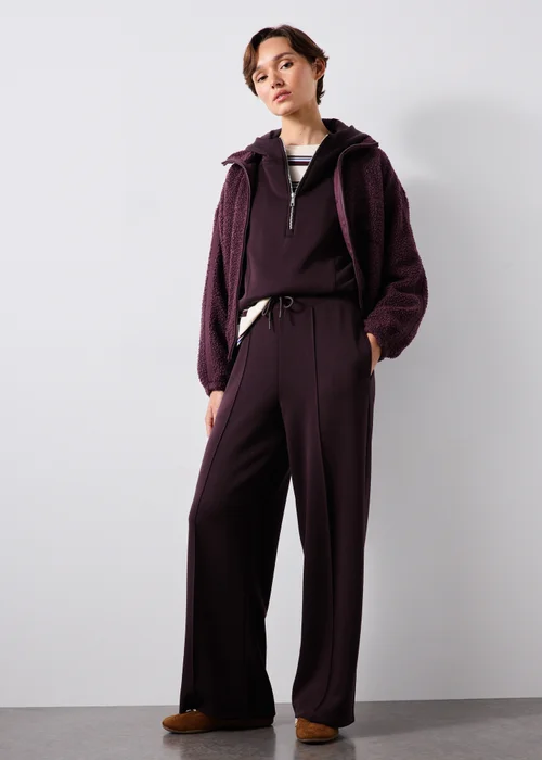 Souluxe Burgundy Wide Leg Jogging Bottoms - M Image 1