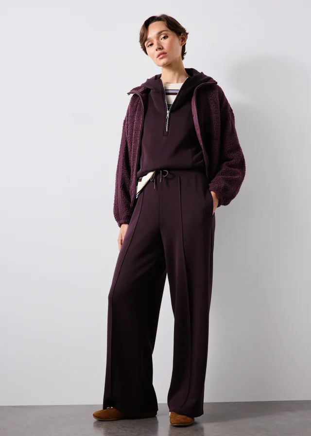 Souluxe Burgundy Wide Leg Jogging Bottoms