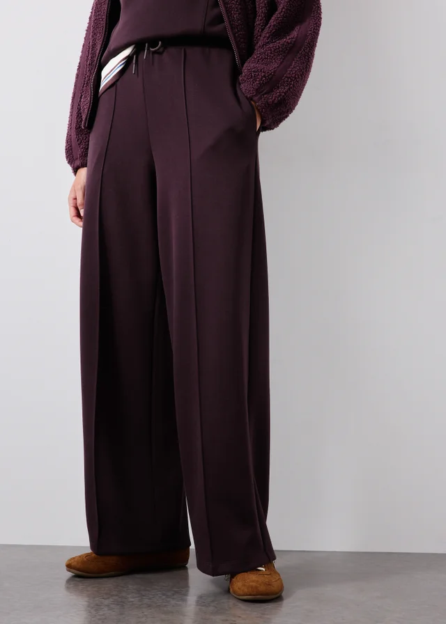 Souluxe Burgundy Wide Leg Jogging Bottoms