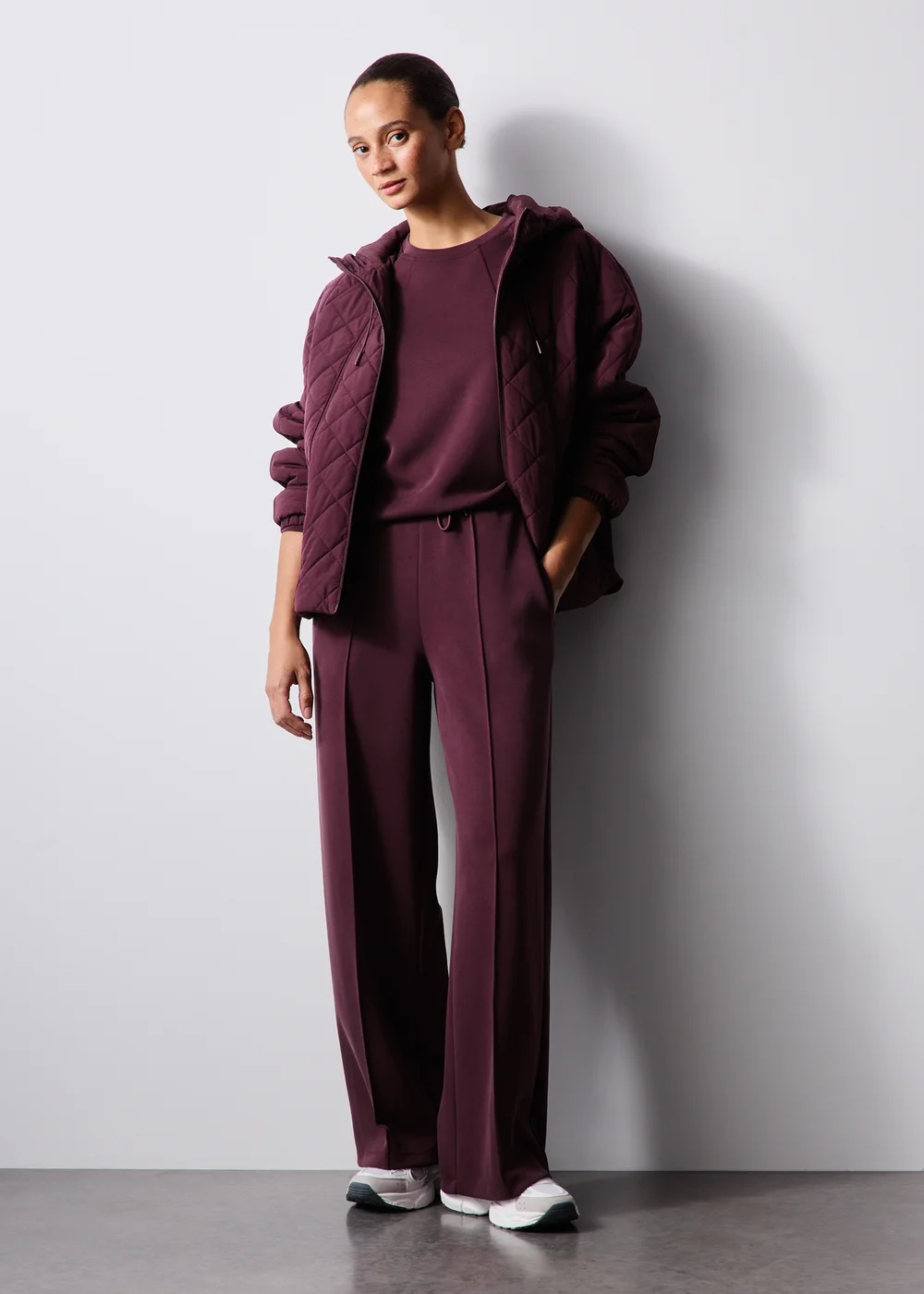 Burgundy Wide Leg Trousers - XS Image 4