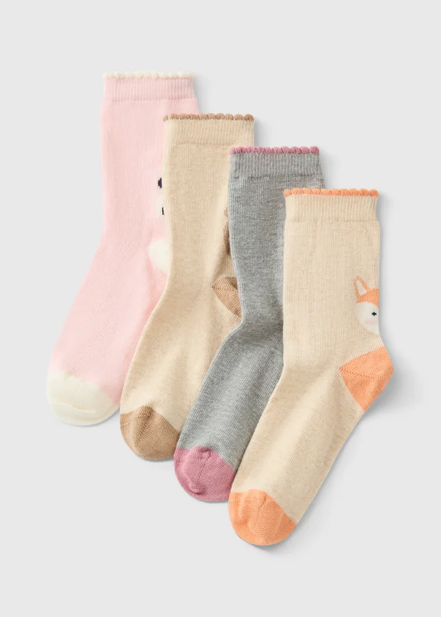 5 Pack Girls Multi Animal Socks (Younger 6-Older 6.5)