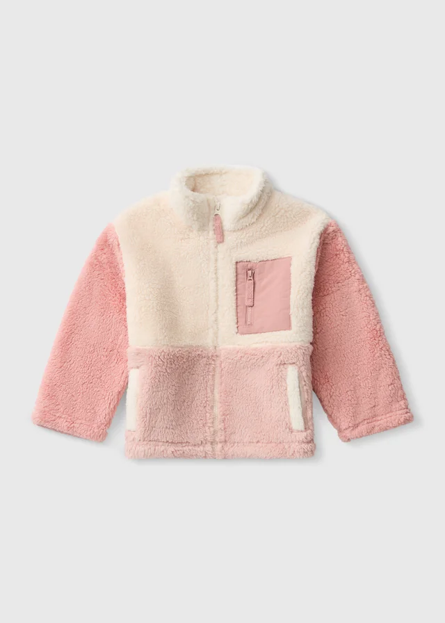 Girls Pink Colourblock Fleece (1-8yrs)