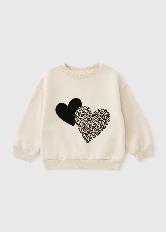 Girls Beige Heart Embossed Jumper (1-8yrs)
