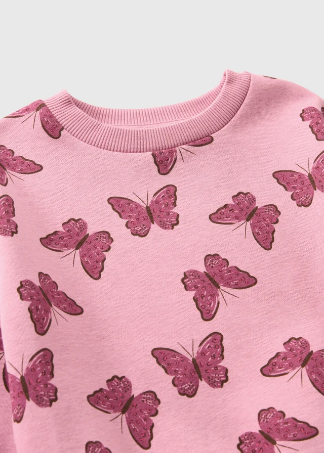 Girls Pink Butterfly Sweatshirt (1-8yrs)